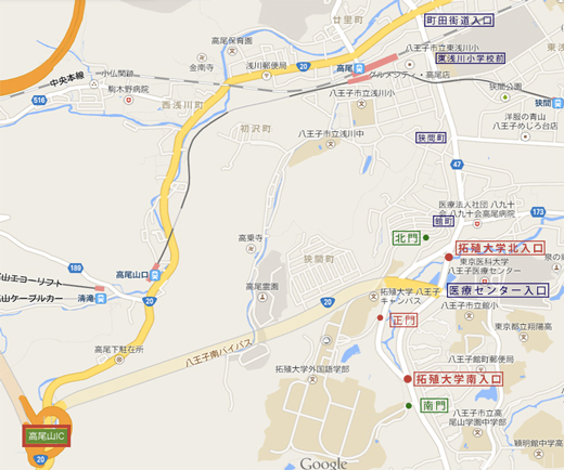 アクセスマップ JR中央線・京王線 高尾駅 拓殖大学